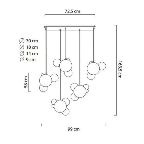 MOOSEE lampa wisząca CAPRI LINE 5 złota - 300 LED, aluminium, szkło