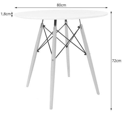 Stół TODI Okrągły 80cm - czarny Stół TODI Okrągły 80cm - czarny