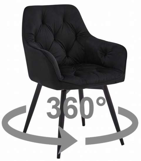 Krzesło JORK360 - czarny aksamit / nogi czarne Krzesło JORK360 - czarny aksamit / nogi czarne