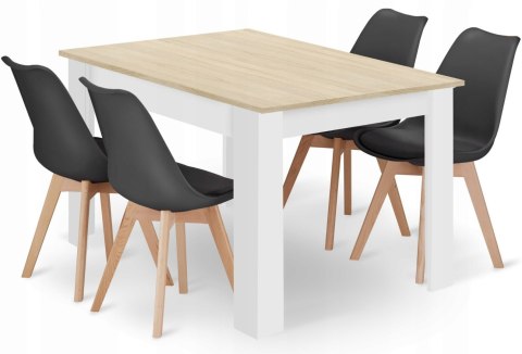 Zestaw stół prostokątny 120x80 dąb sonoma + 4 krzesła MARK czarne Zestaw stół prostokątny 120x80 dąb sonoma + 4 krzesła MARK czarne