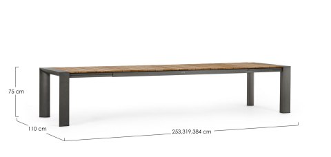 BIZZOTTO stół ogrodowy CAMERON 253-384 naturalny / czarny (rozkładany)