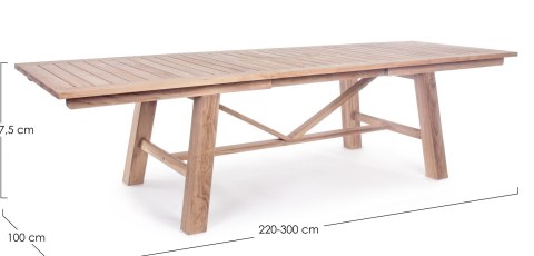 BIZZOTTO stół ogrodowy MARYLAND 220-300 naturalny (rozkładany)