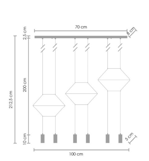 Lampa wisząca LINEA-6 LONG czarna 100 cm