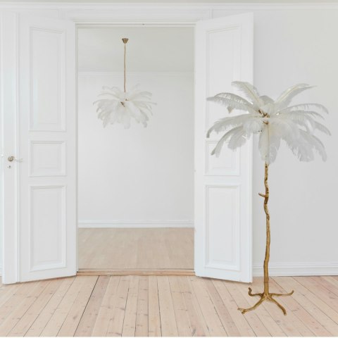 Lampa podłogowa EMU pióra białe 170 cm