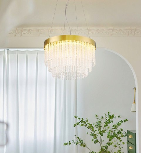 Lampa wisząca GLORIA LED kryształowa złota 40 cm Lampa wisząca GLORIA LED kryształowa złota 40 cm