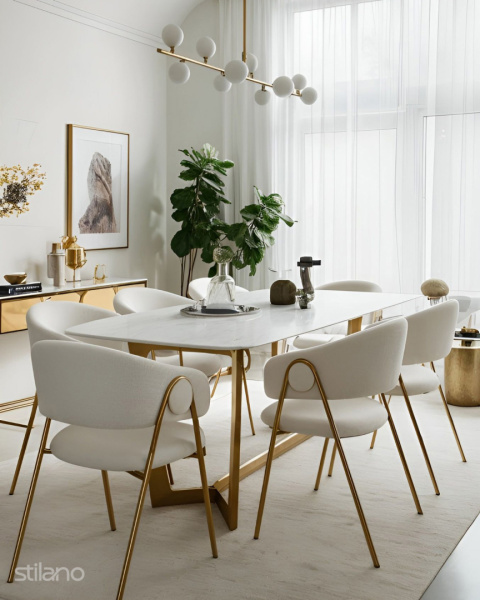 Jadalnia Premium Glamour - ZESTAW stół do jadalni 180 cm + 6 krzeseł + lampa Jadalnia Premium Glamour - ZESTAW stół do jadalni 180 cm + 6 krzeseł + lampa