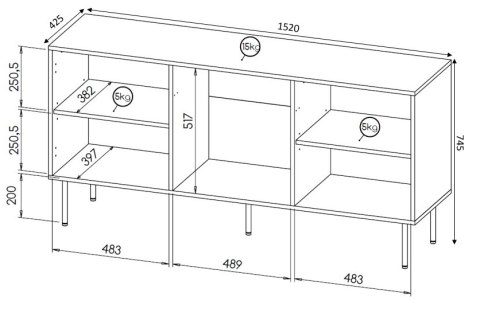 HOLE KOMODA 152 czarny mat/ czarny mat HOLE KOMODA 152 czarny mat/ czarny mat