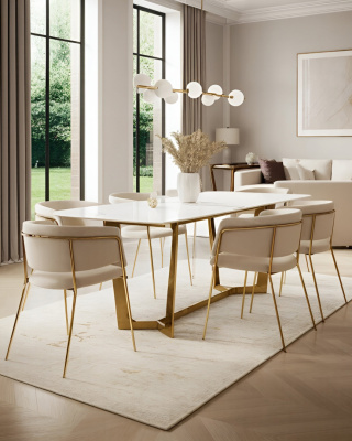Jadalnia Delta Glamour - ZESTAW stół + 6 krzeseł + lampa