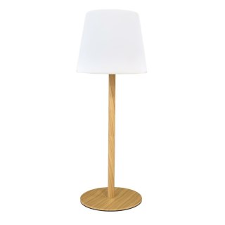 Lampa stołowa ładowana z efektem drewna