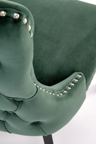Krzesło pikowane welurowe ALDA ciemny zielony