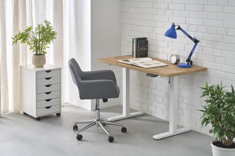 B54 biurko z funkcją regulacji wysokości, blat - dąb artisan, stelaż - biały