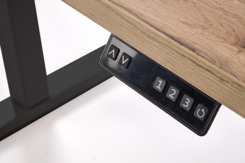B54 biurko z funkcją regulacji wysokości, blat - dąb artisan, stelaż - czarny