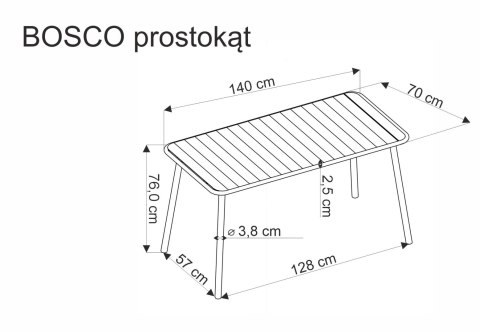 BOSCO stół ogrodowy prostokątny 140 cm czarny