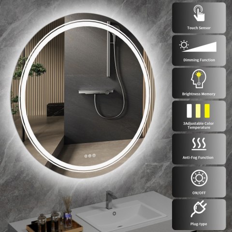 DOVER 60 lustro ścienne łazienkowe, srebrny DOVER 60 lustro ścienne łazienkowe, srebrny