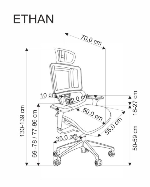 ETHAN fotel gabinetowy popielaty ETHAN fotel gabinetowy popielaty