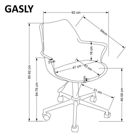 GASLY fotel młodzieżowy różowy GASLY fotel młodzieżowy różowy