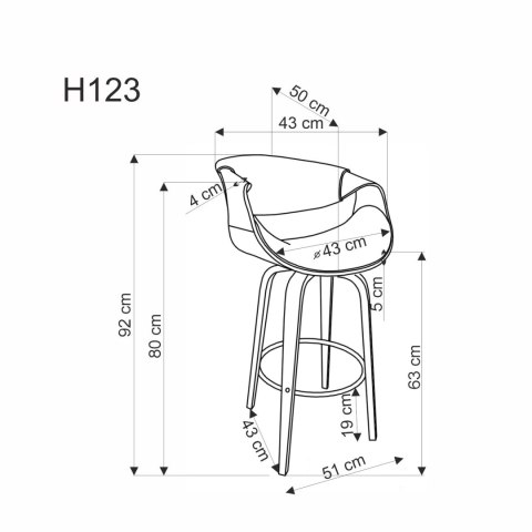 H123 hoker czarny / orzechowy