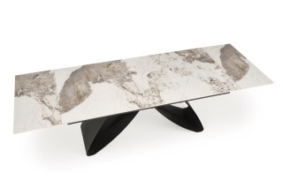HILARIO stół rozkładany 180-260 cm - blat biały marmur, nogi czarny