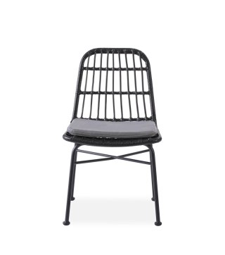 Krzesło K401 rattan syntetyczny czarny / popielaty