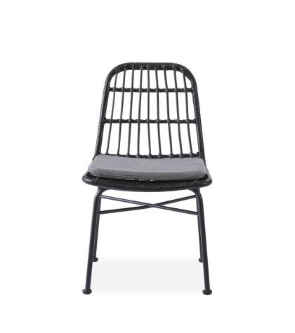 Krzesło K401 rattan syntetyczny czarny / popielaty