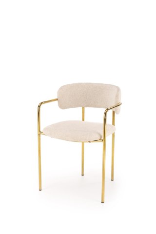Krzesło K537 tapicerowane glamour kremowy/złoty