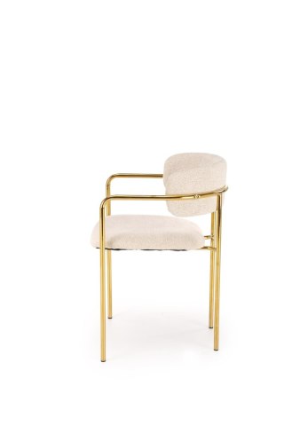 Krzesło K537 tapicerowane glamour kremowy/złoty