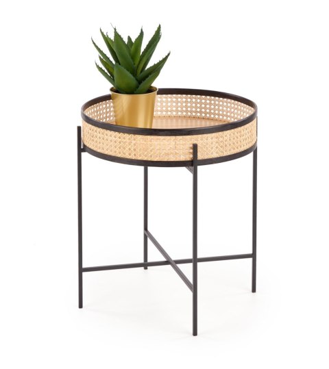 LANIPA ława czarny / rattan naturalny LANIPA ława czarny / rattan naturalny