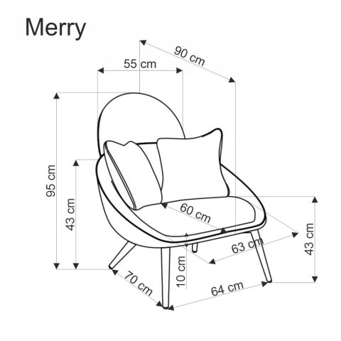 MERRY fotel wypoczynkowy, popielaty MERRY fotel wypoczynkowy, popielaty