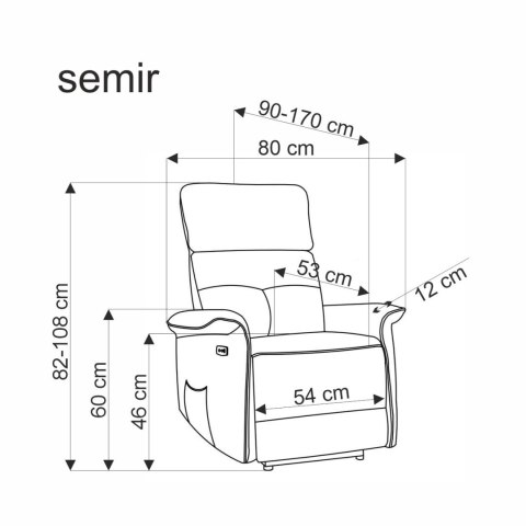 SEMIR fotel z funkcja elektrycznego rozkładania / gniazdo USB, beżowy SEMIR fotel z funkcja elektrycznego rozkładania / gniazdo USB, beżowy