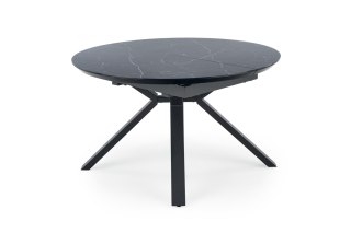 VERTIGO stół rozkładany okrągły 130-180 cm - blat czarny marmur, nogi czarny