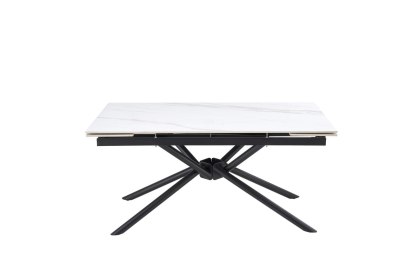 VITORINO stół rozkładany, blat - biały marmur, nogi - czarny