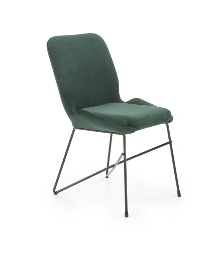 Krzesło K454 welurowe designerskie ciemny zielony