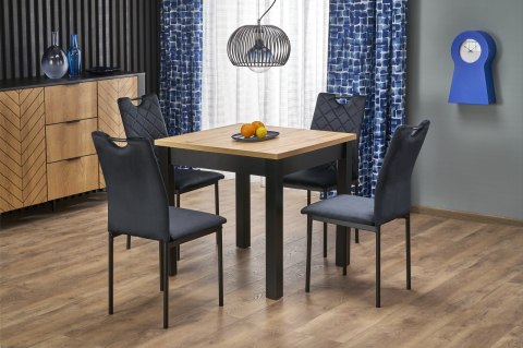 QUBIK stół rozkładany 80-200/80/76 cm dąb artisan/czarny