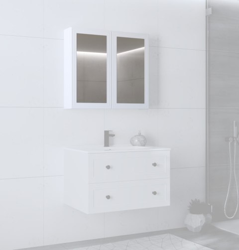 TORETO Szafka lustrzana 70x80/2D (MDF ramiak) biały TORETO Szafka lustrzana 70x80/2D (MDF ramiak) biały