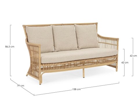 BIZZOTTO sofa 3-osobowa ogrodowa ADELMA naturalna BIZZOTTO sofa 3-osobowa ogrodowa ADELMA naturalna