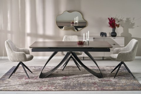 HILARIO stół rozkładany 180-260 cm - blat spiek orzechowy, nogi czarny