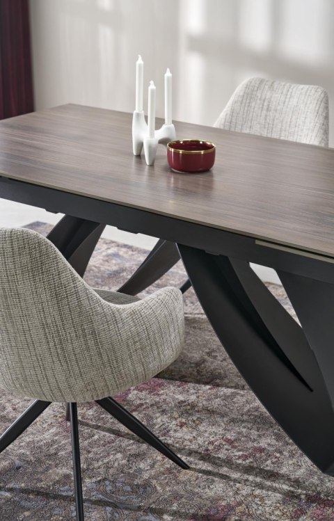 HILARIO stół rozkładany 180-260 cm - blat spiek orzechowy, nogi czarny