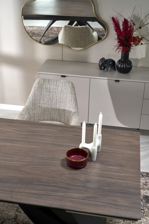 HILARIO stół rozkładany 180-260 cm - blat spiek orzechowy, nogi czarny