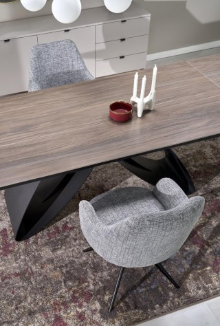 HILARIO stół rozkładany 180-260 cm - blat spiek orzechowy, nogi czarny