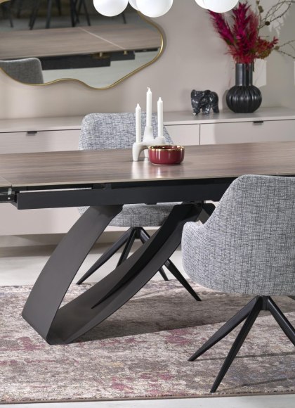 HILARIO stół rozkładany 180-260 cm - blat spiek orzechowy, nogi czarny