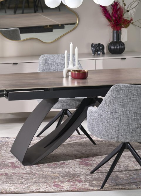 HILARIO stół rozkładany 180-260 cm - blat spiek orzechowy, nogi czarny