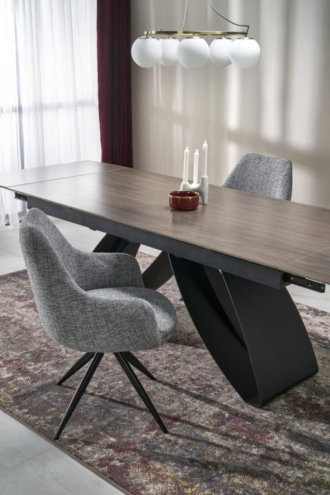 HILARIO stół rozkładany 180-260 cm - blat spiek orzechowy, nogi czarny