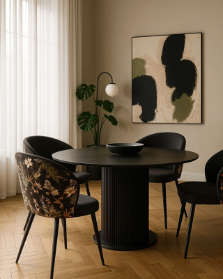 Jadalnia Flora Black - ZESTAW stół i 4 krzesła