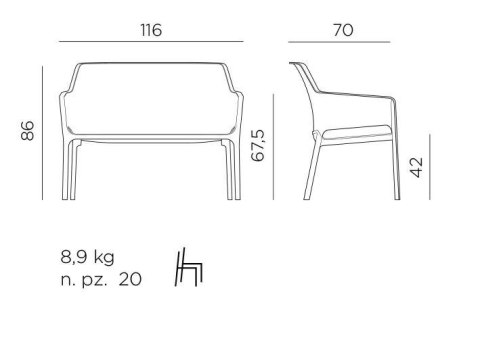 NARDI sofa ogrodowa NET czerwona NARDI sofa ogrodowa NET czerwona