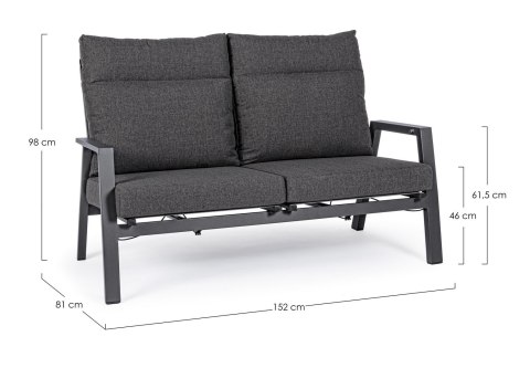 BIZZOTTO sofa 2-osobowa ogrodowa KLEDI szara BIZZOTTO sofa 2-osobowa ogrodowa KLEDI szara