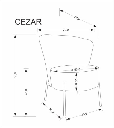 CEZAR fotel wypoczynkowy, popielaty