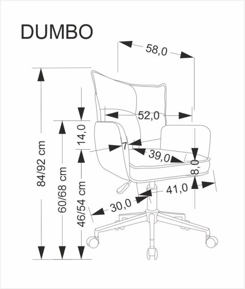DUMBO fotel obrotowy jasny różowy DUMBO fotel obrotowy jasny różowy