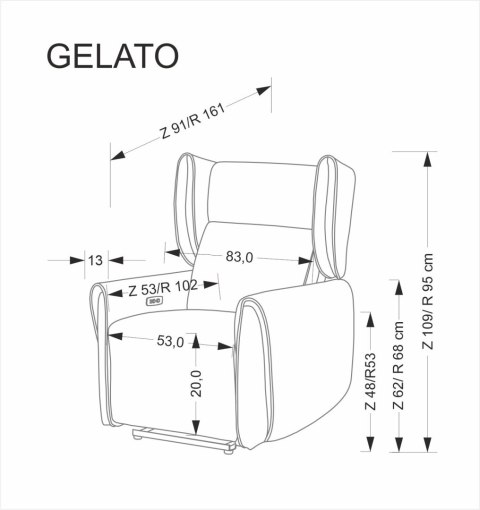 GELATO fotel wypoczynkowy popielaty GELATO fotel wypoczynkowy popielaty