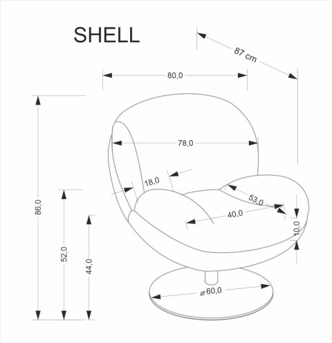 SHELL fotel wypoczynkowy, kremowy