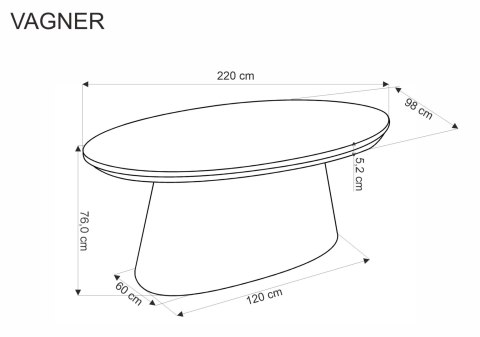 VAGNER stół drewniany 220 cm fornir naturalny orzech